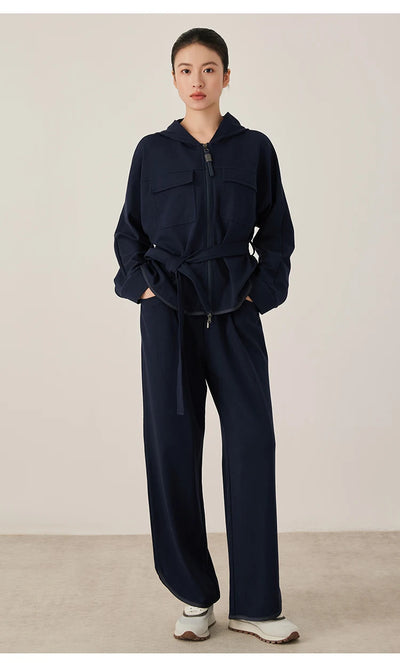 KL7523369 Women's Wide Leg Lounge Pants Cotton Blend Drawstring Waist Casual Fall Clothing