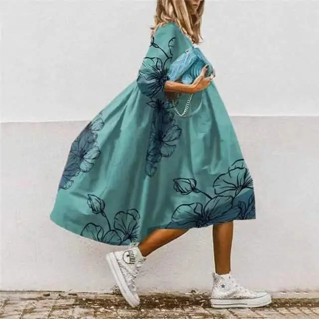 Dresses For Women 2023 Autumn New Loose Color Printed Vestidos Fashion Casua Party Vacation Ladies Bohemian Beach Dress MsChuh