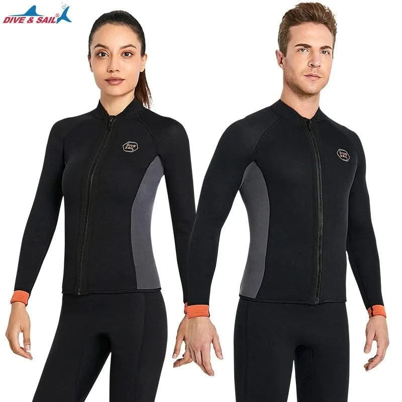 Wetsuit 3MM Neoprene Men Long Sleeve Split Wetsuit Warm Jacket Pants Plus Size Women Swimsuit Scuba Diving Snorkeling Surf Suit