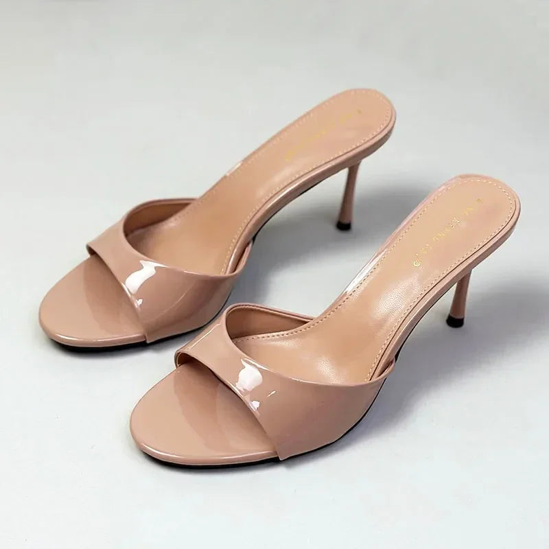 Slip On Ladies Stiletto Heels Shoes New In Summer Spring Luxury Female Slides Footwear Fashion Round Toe Women Heels Pumps Shoes