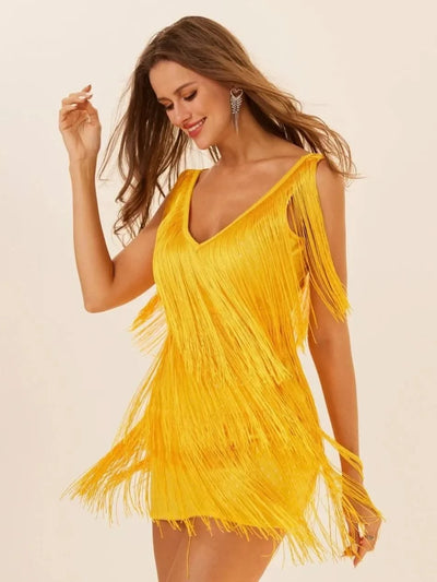 Summer Dress for Women Clothing Short Skirt European and American New Solid Sleeveless Tassel Dance Skirt Dresses Women