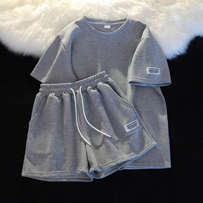 Summer Women's Sports Shorts Sets Round Neck Short Sleeve And Shorts Two Piece Set Fashionable Women Tracksuits Outfits