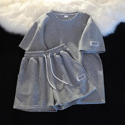 Summer Women's Sports Shorts Sets Round Neck Short Sleeve And Shorts Two Piece Set Fashionable Women Tracksuits Outfits