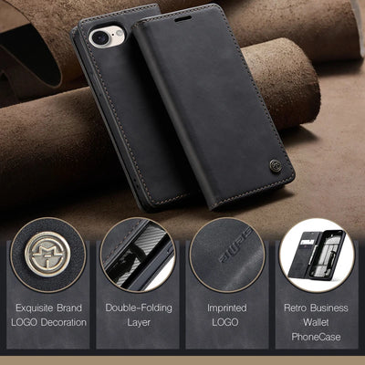 Flip Wallet Case for iPhone 16e 2025 Magnetic Folio Leather Cover with Card Holder Kickstand Shockproof Durable Protective Shell