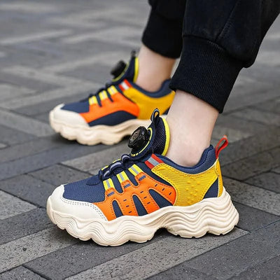 Children's Sports Shoes New Fashion Boys' Casual Sneakers Soft Soled Boys' and Girls' Rotating Buckle Anti Slip Running Shoes