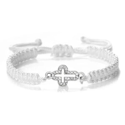High Quality Crystal Hollow Cross Braided Bracelet Prayer Healing Bangle&Pulsera Chain Women Yoga Jewelry Gift