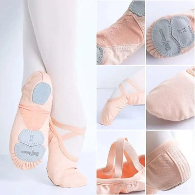 Zapatos de Ballet para mujer y niña, zapatillas de baile de la academia de baile, suela dividida suave, tela elástica