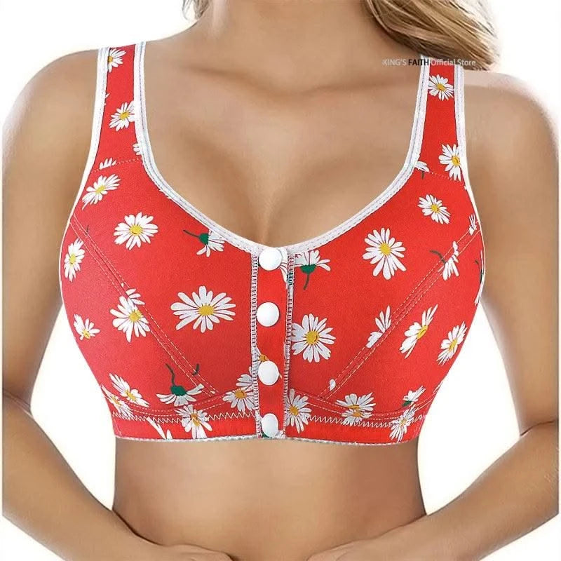 Bra For Women Wire Free Bra Cotton Underwear Front Closure Brassiere Women's Lingerie Large Bust 50 52 BCD Cup