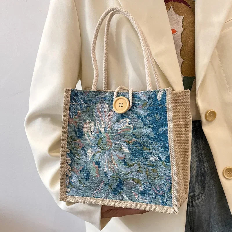 Women Ins Style Portable Hand Bag Linen Bag Students Handbags Fashion Ladies Top-handle Bags Designer Luxury Сумка Женская Bolsa