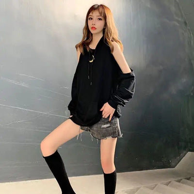 Sweatshirts for Women Hoodies Plain Long Female Clothes Black Hooded Tops Cotton Sweat-shirt Basic Designer Sleeve Goth Novelty