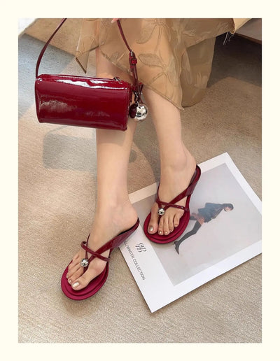 Women's Slippers Heeled Sandals Casual Flip Flops Shoes Woman 2025 Trend Summer Shallow Dress Design Pumps Clip Toe Slides Mujer