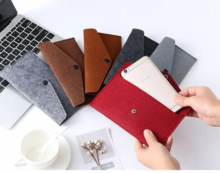 Felt Envelope Mobile Phone Bag Storage Pouch Wallet Credit Card Holder Business Change Purse Bag Thin Wallet Card Holde