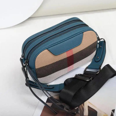 Genuine Leather Fashion Camera Bag Women Luxury Crossbody Shoulder Bags Messebger Canvas Brand Designer Handbags Square Black