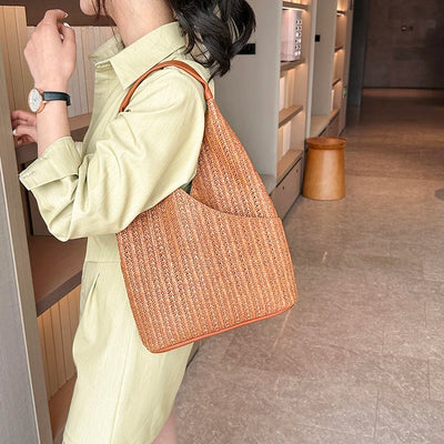 Fashion Straw Bag Designer Shoulder Bag Women Tote Summer Beach Vacation Bag Bohemian Shopping Pocket Crossover Sacos De Ombro