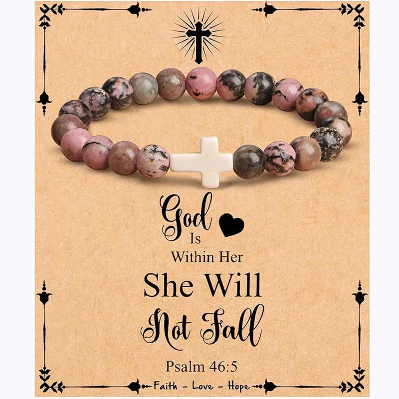 Cross Bracelet for Women Christian Gifts Colorful Imperial Stone Catholic Religious Jewelry Mothers Day Birthday Christmas Gift