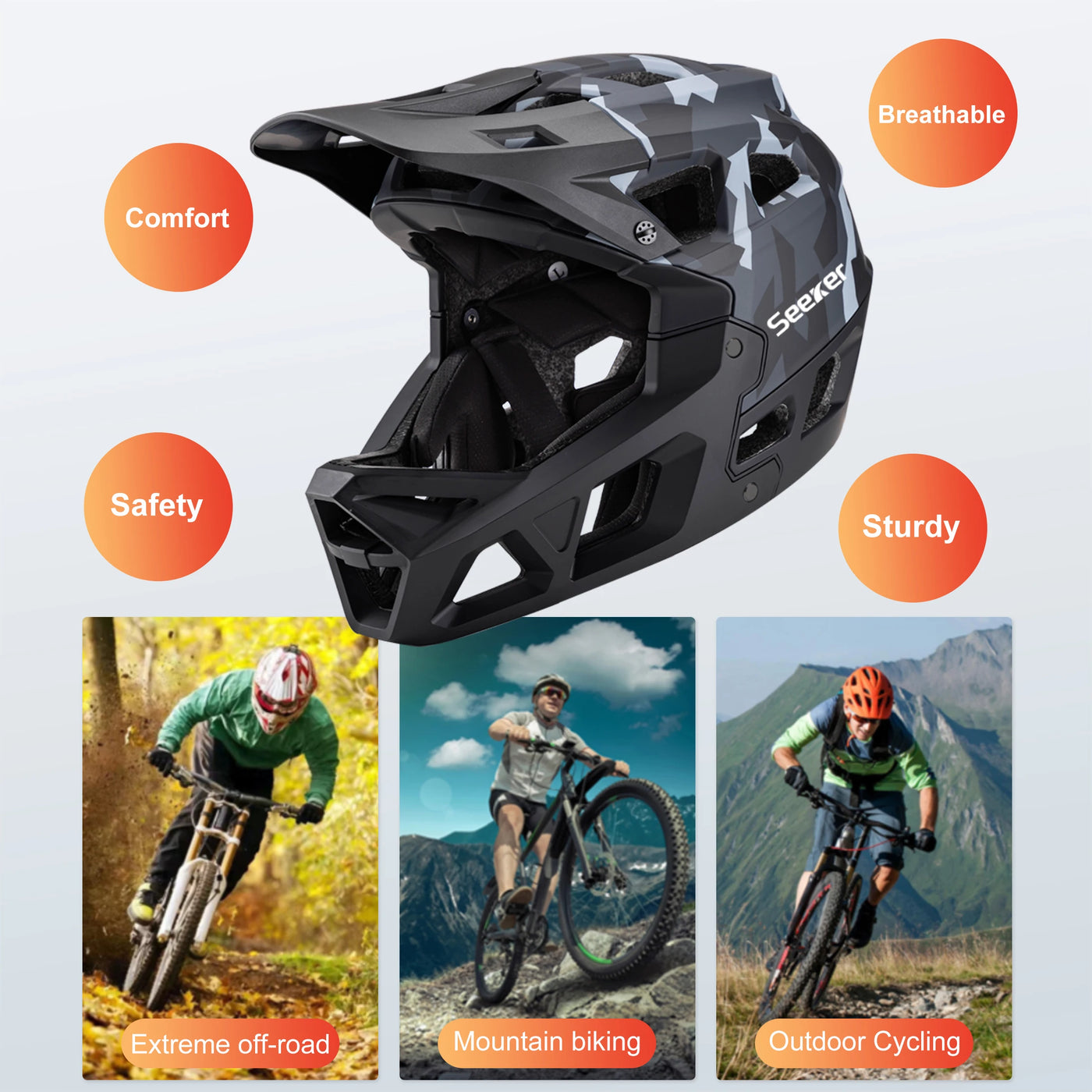 Seeker Mtb Mountain Bike Helmet Lightweight Breathable Speed Downhill Full Helmet Outdoor Adult Men And Women Cycling Helmets