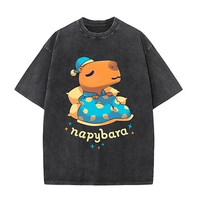 Printed T-shirt for Men and Women 2025 100% Cotton Soft Loose Casual Short Sleeved Animal Pattern T-shirt Cute Animal Fun Top
