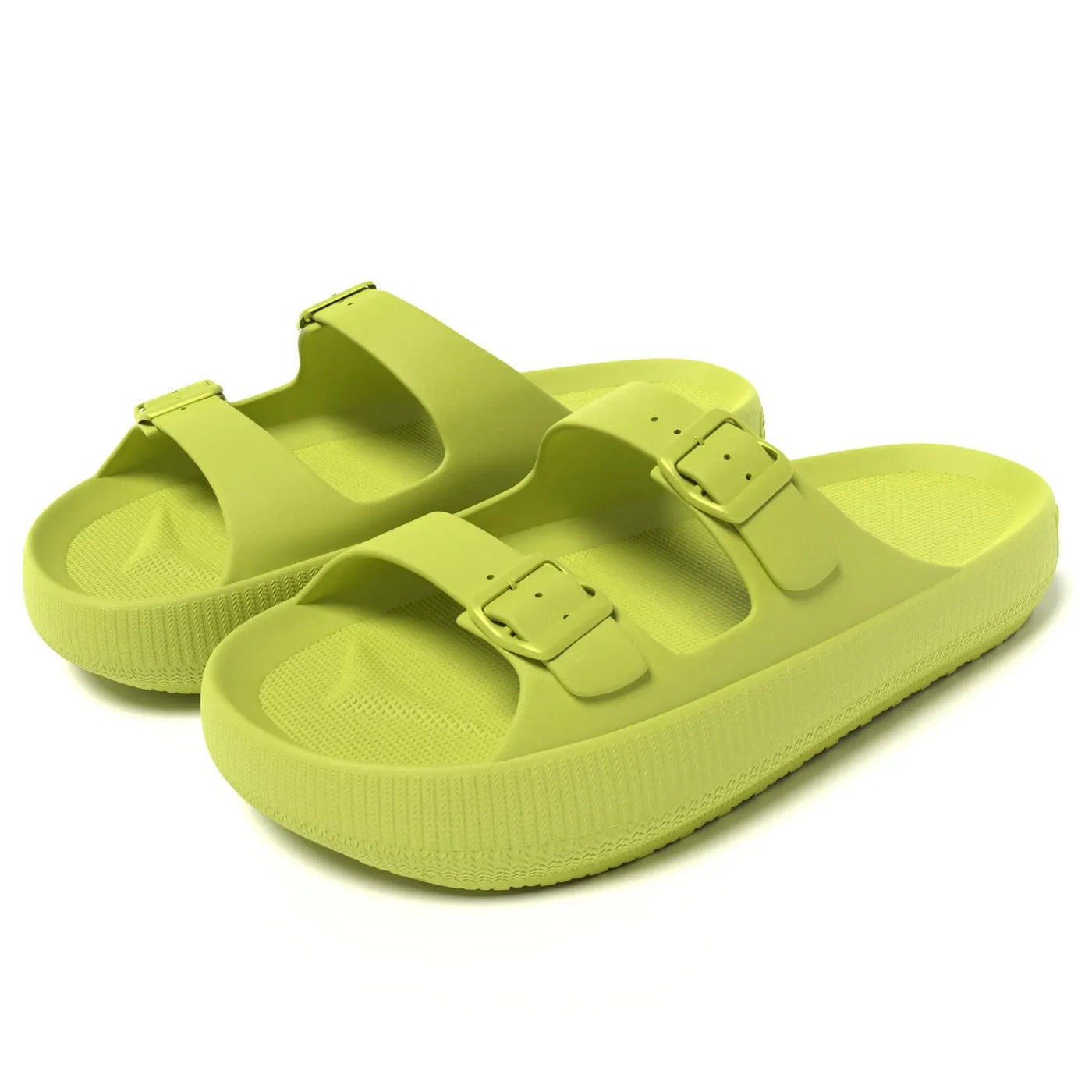 Women's Slippers Fashion Thick Sole Double Buckle Sandals Men Pool Beach Garden Quick Dry Open Toe Indoor Outdoor Shoes