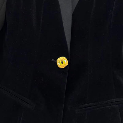 2025 New Autumn Black Velvet Wrapped Chest Panel Design Office Lady Jacket Women V-neck Long Sleeve Gold Eye Button Elegant Coat