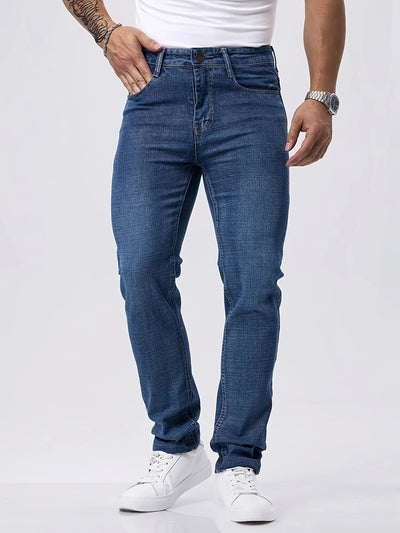 2025 New Business Men's Jeans Casual Straight Stretch Fashion Classic Blue  Work Denim Trousers Male Brand Clothing 29-40size