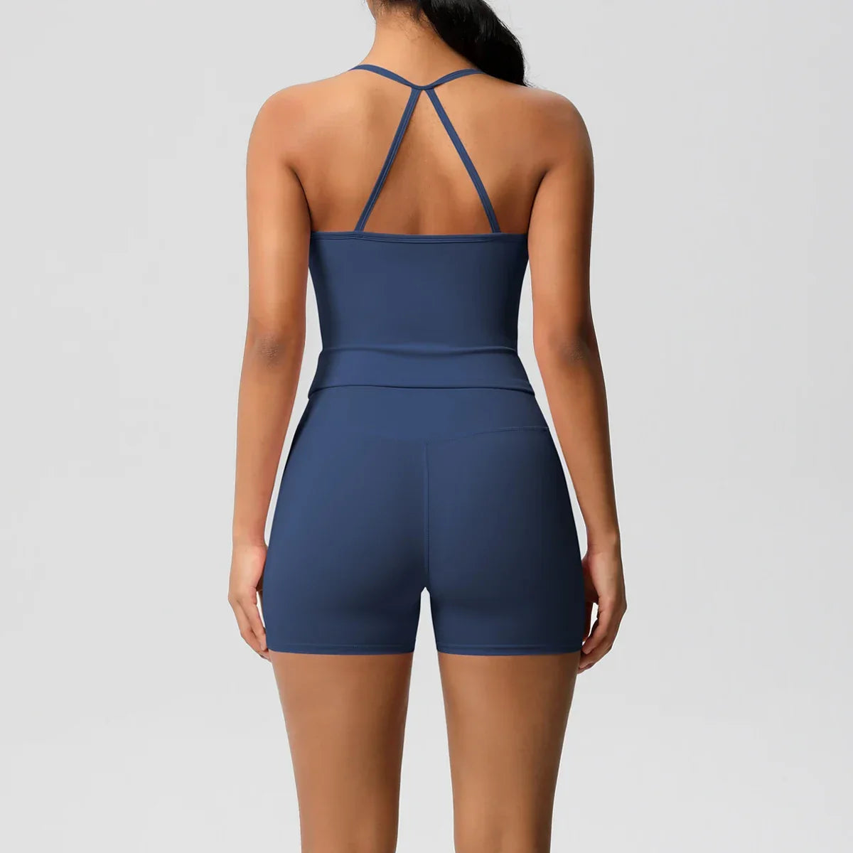 2PCS Sportswear With Pocketed Yoga Set Gym Clothes Yoga Suits For Women Tracksuits Sports Shorts Crossover Bra Gym Leggings