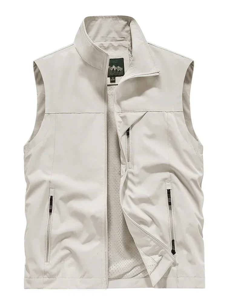Summer Vest Men's Work Vest Large Size Golf Sleeveless Jacket Tactical windbreaker Hunting Camping Fishing waterproof Coat Parka