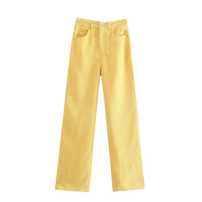 High-waist Plus-size Women Jeans Loose Small Person Straight Crotch Versatile Slimming Trousers Cotton Material