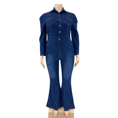 Full Length Overalls Women Jeans Bleached Washed Denim Mid Waist Jumpsuits Single Breasted Sashes Spliced Vintage Casual