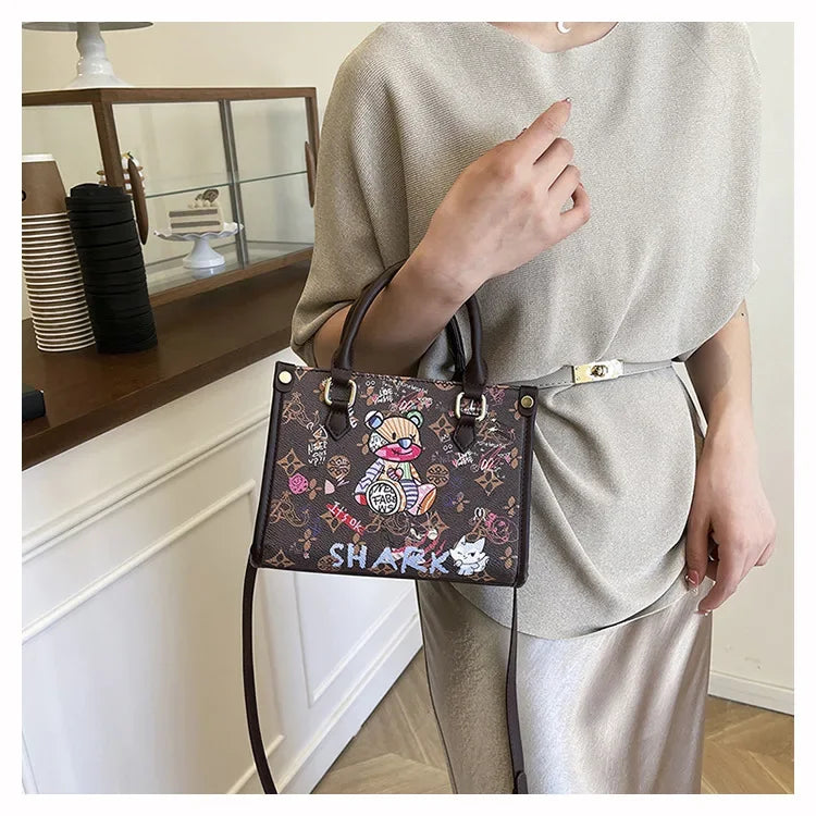 2025 Designer-Inspired Doodle Handbag - Women's Elegant Shoulder Tote, Spacious Summer Crossbody Purse with Top Handle - Elanique