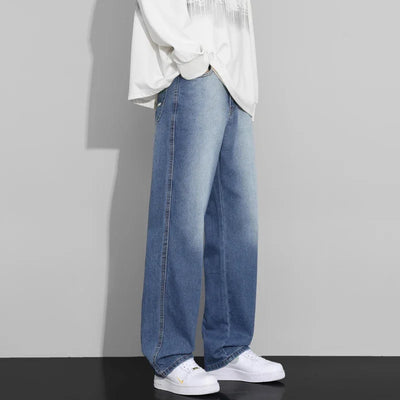 Men Designer Jeans Autumn New Embroidered Label Gradient Fashion Trousers Denim Male Korean Wide Straight Casual Pants