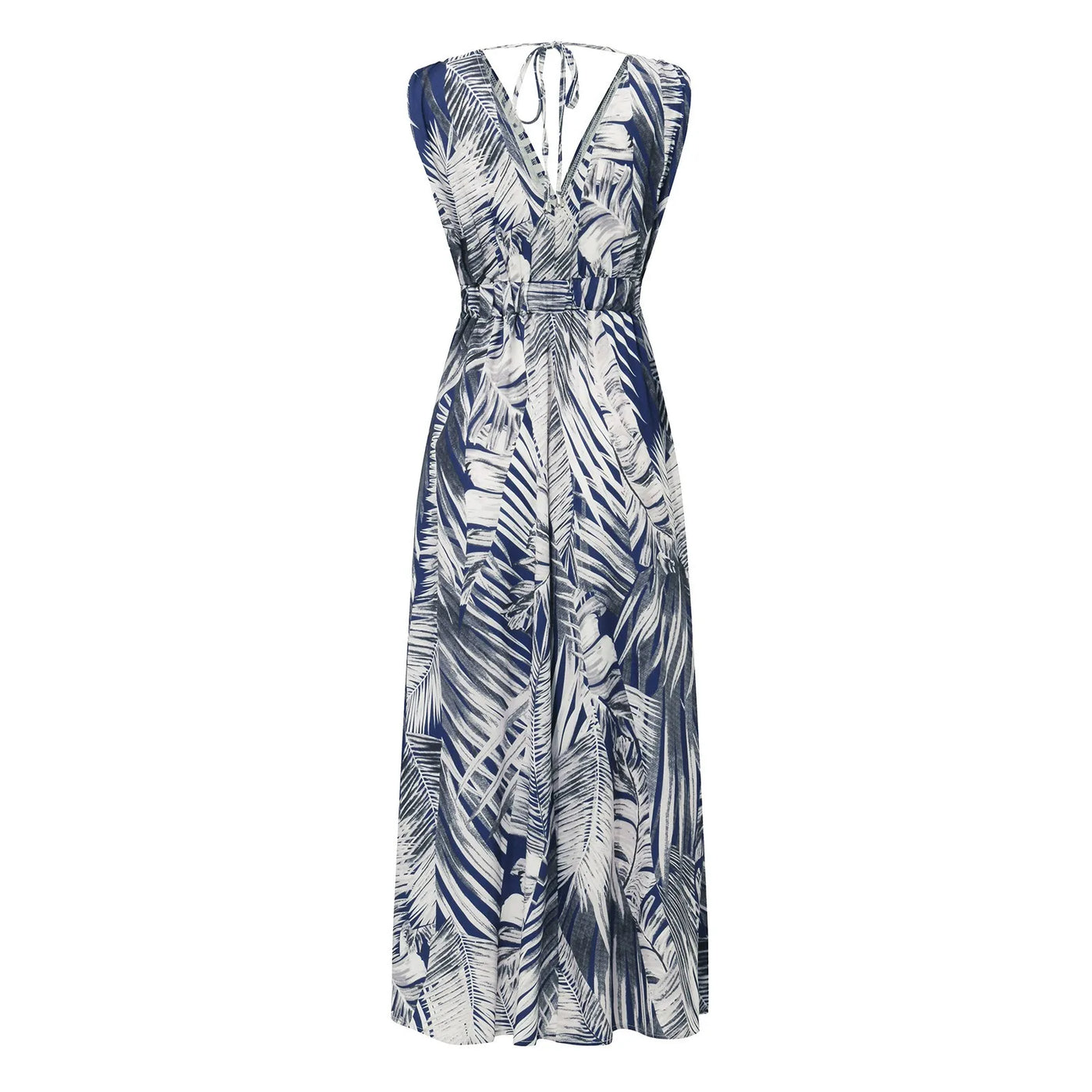 dresses for women Summer dress Casual Print Bandage Elastic Waist V-Neck Sleeveless sexy long Dresses vestidos verano moda 2024