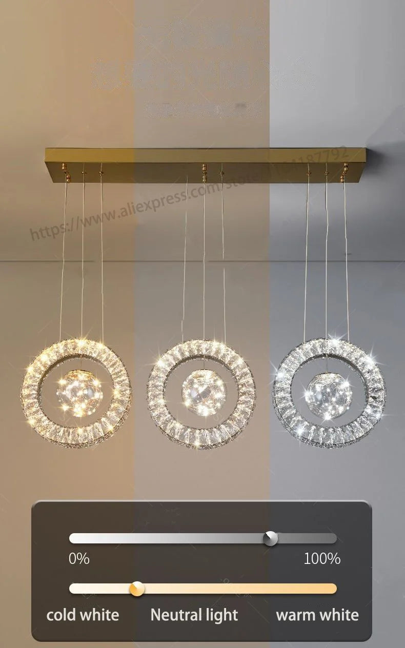 Modern Home DecorLED Lights Crystal Pendant Lamps Room Chandeliers Dining Table Pendant Lights Indoor Lighting Dimmable Light