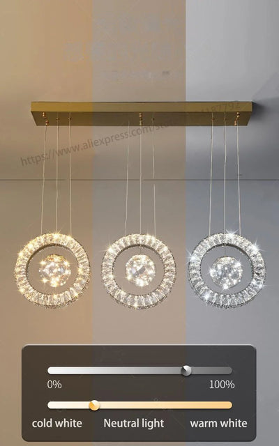 Modern Home DecorLED Lights Crystal Pendant Lamps Room Chandeliers Dining Table Pendant Lights Indoor Lighting Dimmable Light