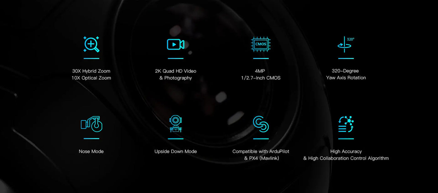 SIYI ZR10 Optical Pod QHD 30X Hbrid 10X Optical Zoom 3 Axis Gimbal Camera for UAV Drone