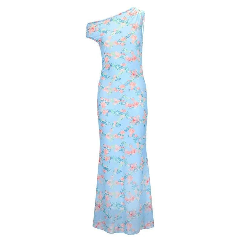 Women's Dresses Summer Streetwear Fashion New Print Split Print Maxi Dresses Sexy Female Casual Slim Knitted Dresses Clothing