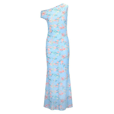 Women's Dresses Summer Streetwear Fashion New Print Split Print Maxi Dresses Sexy Female Casual Slim Knitted Dresses Clothing