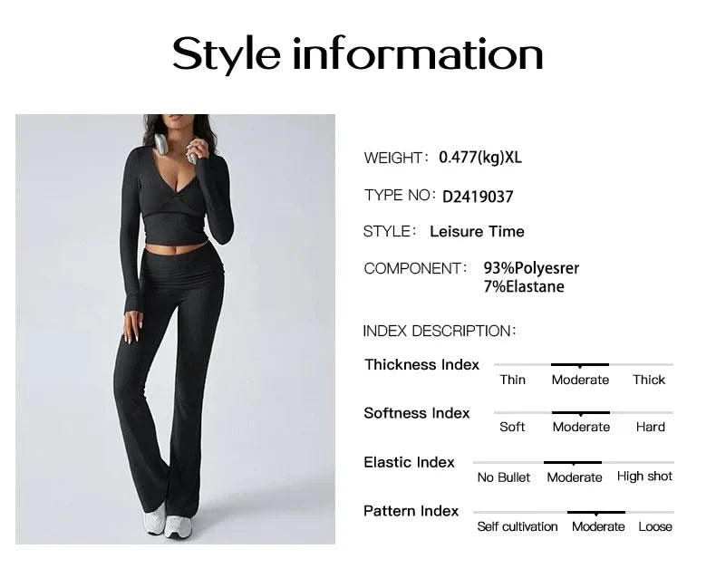 Women's Sexy Suits 2025 Autumn Winter Latest Casual Solid Color Yoga Suit Slim Fit Sports Knit Long Sleeved Pants Two-Piece Set