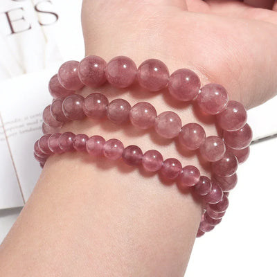 OAIITE Strawberry Crystal Quartz Bracelet Natural Stone Bead Bracelet Women Yoga Meditation Jewelry Beautiful Bracelet Gift