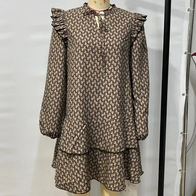 Dresses for Women 2025 Fashion Elegant Long Sleeve Print Women Dress V-Neck Lace-up Dress Women Vestidos De Verano Mujer Q23