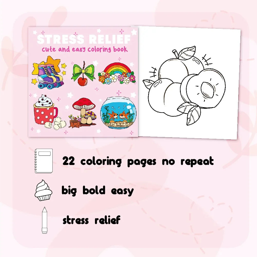 Teenage Adult Coloring Book, Cute and Simple Large-sized Coloring Book