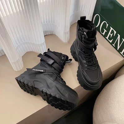 Women's Boots Platform Luxury Designer Shoes for Women  Lace Up Chunky Shoes Breathable Comfort  Ankle Boots Botas De Mujer