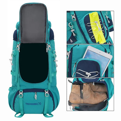 Outdoor Climbing Backpack with Rain Cover Hiking Camping Trekking Outing Bag Large Mountaineering Luggage Sports Rucksack