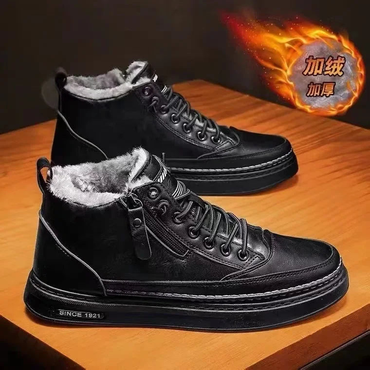 Handmade Leather Casual Shoes for Men Design Sneakers Man Comfortable High Top Boots Men's Loafers Platform Moccasins Driving