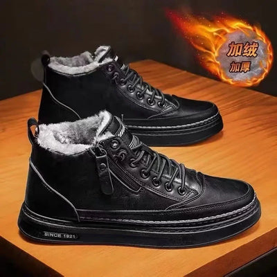 Handmade Leather Casual Shoes for Men Design Sneakers Man Comfortable High Top Boots Men's Loafers Platform Moccasins Driving