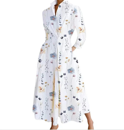 Dresses For Women 2024 Elegant Party Summer Casual Shrit Dress Fashion Polka Polka Dot V-neck Print Loose Button Up Vestidos