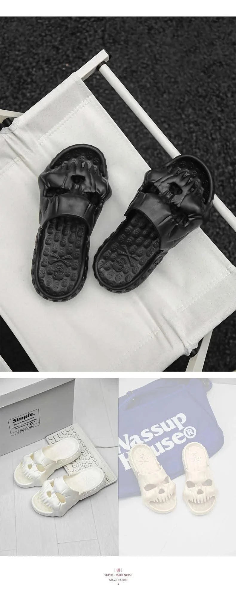 Platform Skull Slippers Demon Home Cloud Summer Beach Sandal Slides Y2k Flip Flops Men Male Soft House Shoes Flat Clapper Women
