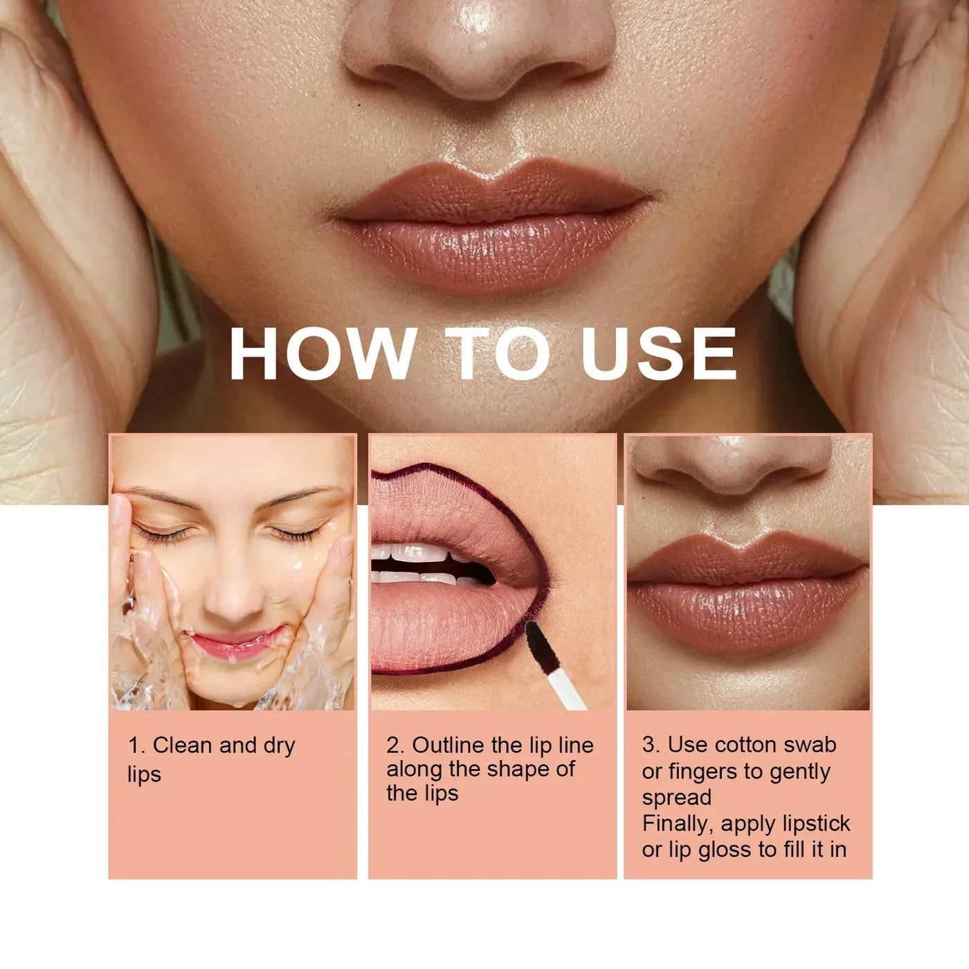 EELHOE Peel Lip Liner Outline Lip Shape Matte Lip Color Non-faint Red Brown Waterproof Long Lasting Contour Liner Lip Brush