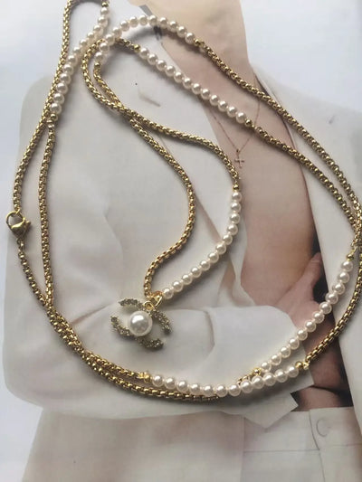 Luxury design necklace 106cm pendant can move freely, can be stacked in single layer or double layer, can be worn in many ways.