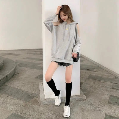 Sweatshirts for Women Hoodies Plain Long Female Clothes Black Hooded Tops Cotton Sweat-shirt Basic Designer Sleeve Goth Novelty