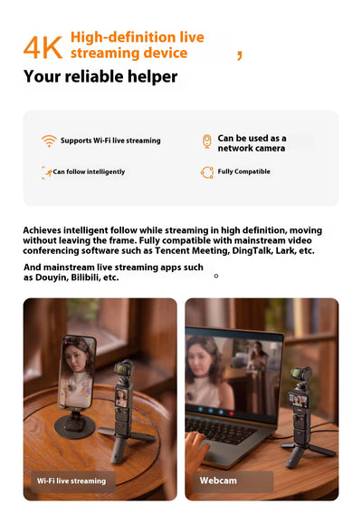 DJI Osmo Pocket 3 Handheld PTZ Smart Travel with An Inch Pocket PTZ Camera Handheld Vlog Camera Outdoorl Gifts